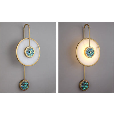 Modern Luxury Marble Round Shell Curved Arm LED Wall Sconce Lamp