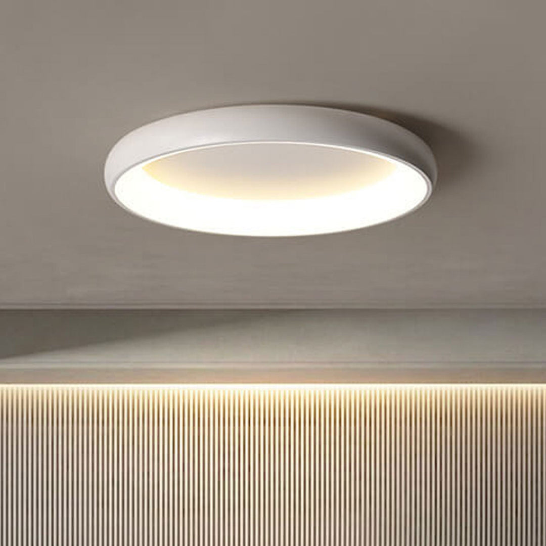Moderne minimalistische runde Deckenleuchte aus Aluminium und Acryl mit LED-Aufbauleuchte 
