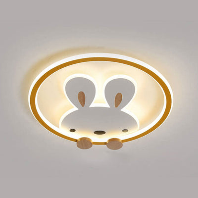 Childlike Creative Cartoon Rabbit Design LED Flush Mount Light
