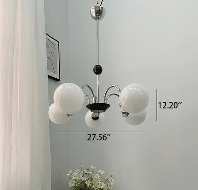 Nordische minimalistische Kronleuchter aus weißem Glas mit 3/5 Lichtern 
