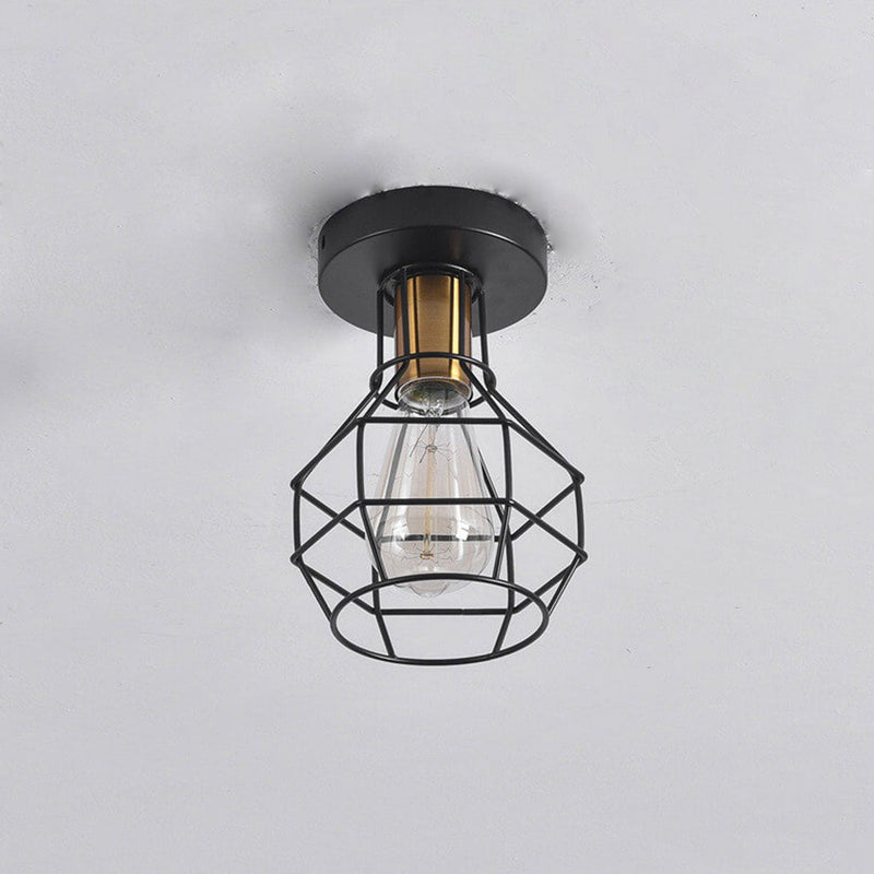 Industrial Retro Iron Cage 1-Light Semi-Flush Mount Deckenleuchte 