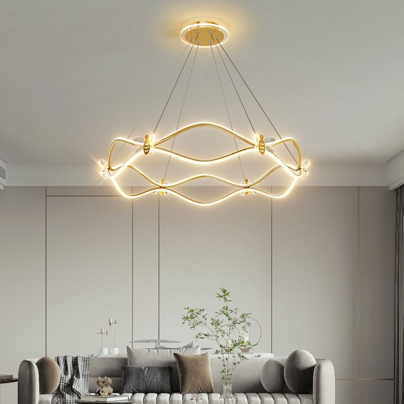 Moderner, minimalistischer LED-Kronleuchter mit 3/4-Licht-LED-Inselleuchten aus Welleneisen 