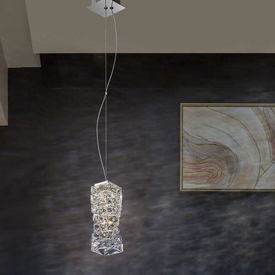 Modern Luxury Crystal Column Stainless Steel LED Pendant Light