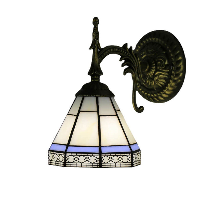 European Tiffany Square Stained Glass 1-Light Wall Sconce Lamp