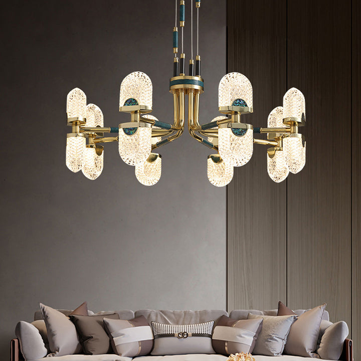 Lustre LED en cuivre massif rond moderne de luxe léger 