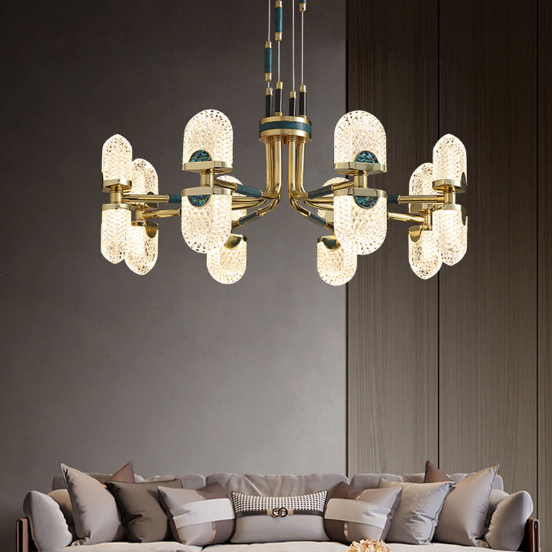 Modern Light Luxury Round Shell Full Copper LED Chandelier