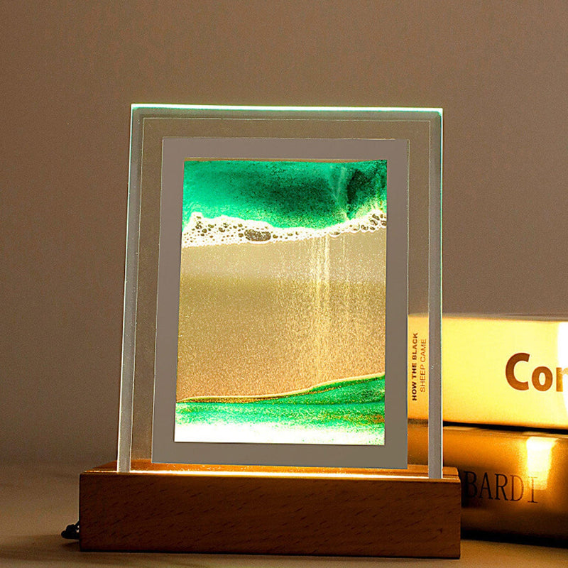 Creative Quicksand Square  LED Night Light Decorative Table Lamp