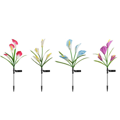Moderne Solarpferdeschuhblume Bunte 4 LED Outdoor Garten Bodenstecker Landschaftslicht 