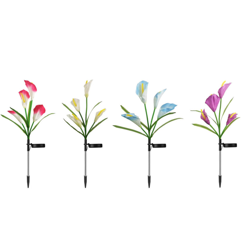 Moderne Solarpferdeschuhblume Bunte 4 LED Outdoor Garten Bodenstecker Landschaftslicht 