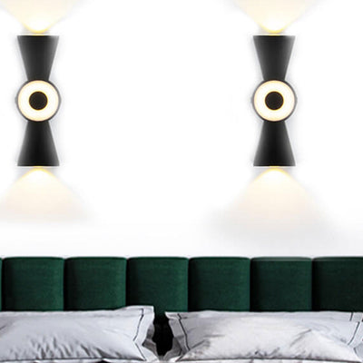 Nœud papillon créatif extérieur avec éclairage vers le haut et vers le bas, lampe murale étanche à LED pour patio 