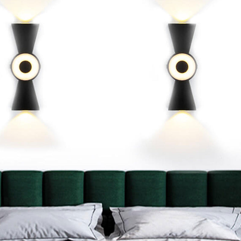 Nœud papillon créatif extérieur avec éclairage vers le haut et vers le bas, lampe murale étanche à LED pour patio 