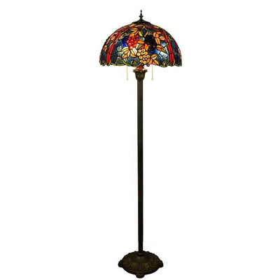 Tiffany European Creative Stained Glass Grape Pattern Design 2-Light Standing Floor Lamp