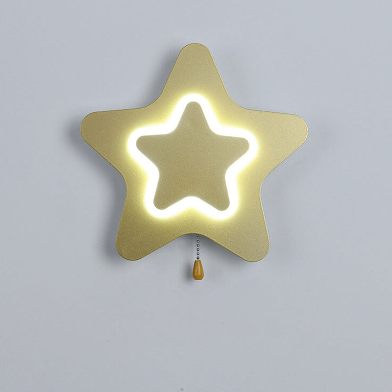 Modern Creative Pentagram Star LED Pull Cord Wall  Sconce Lamp