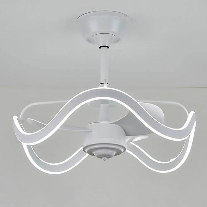 Modern Light Luxury Circular Inverter Silent Downrods Ceiling Fan Light
