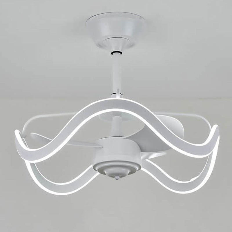 Modern Light Luxury Circular Inverter Silent Downrods Ceiling Fan Light