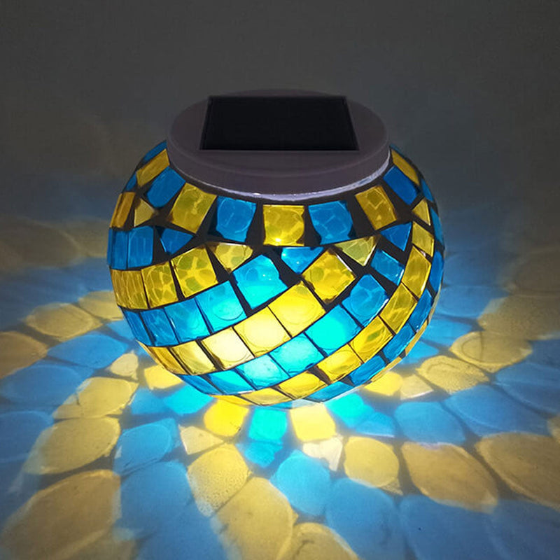 Solar Creative Stained Glass Spiral Pattern Design LED Outdoor Decorative Light