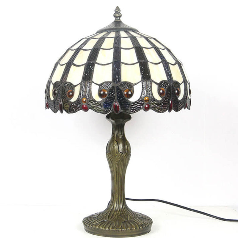 Vintage Tiffany Stained Glass Shade 1-Light Table Lamp