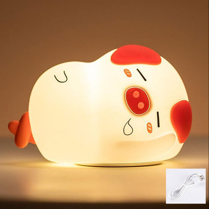 Creative Cartoon Funny Piggy Pat Silicone LED Night Light Table Lamp