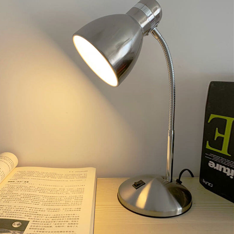 Vintage Industrial Aged Chrome Metal 1-Light Table Lamp
