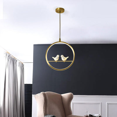 Nordic Creative Bird Gold Copper Ring LED Pendant Light