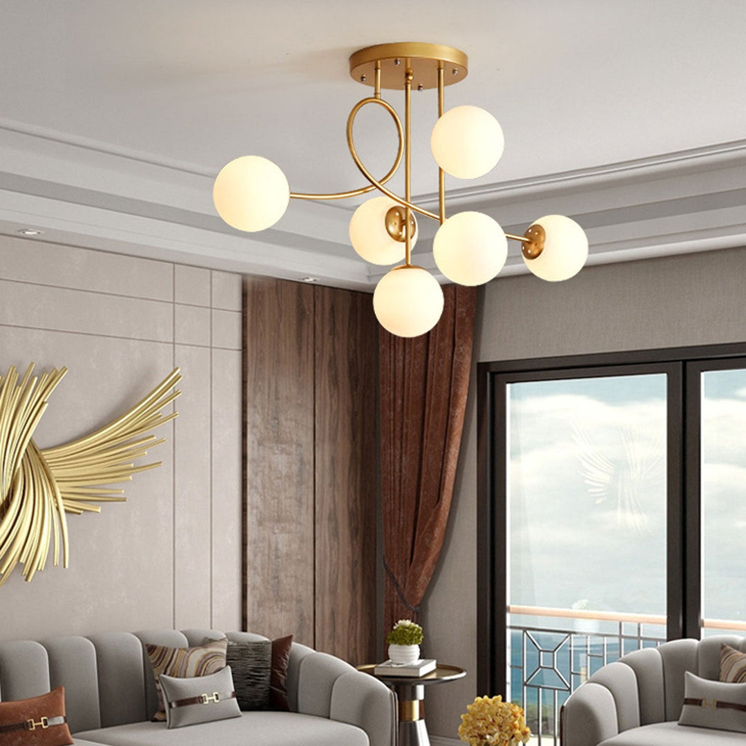 Nordic Light Luxury Magic Bean Glass Ball 6-Licht-Deckenleuchte mit halbbündiger Montage