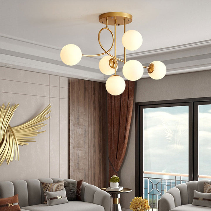 Nordic Light Luxury Magic Bean Glass Ball 6-Licht-Deckenleuchte mit halbbündiger Montage