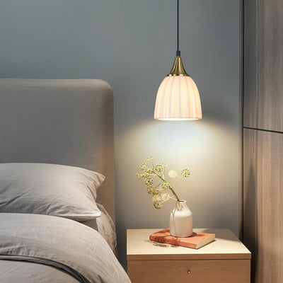 Modern Light Luxury Long Line Ceramic Pot Shape Design 1-Light Pendant Light