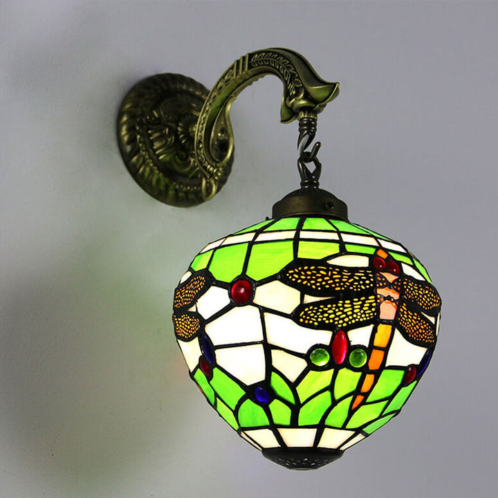 Lámpara de Aplique de Pared de 1 Luz de Vidrio Tiffany Vintage 