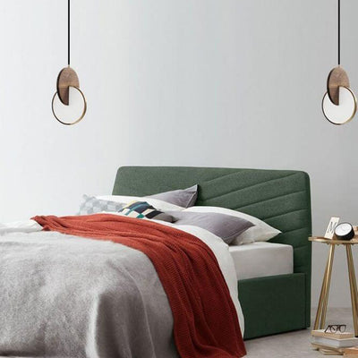 Modern Walnut Solid Wood Round Dish 1-Light LED Pendant Light