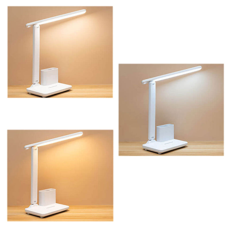 Lampe de bureau LED de lecture avec protection des yeux USB et porte-stylo pliable simple 