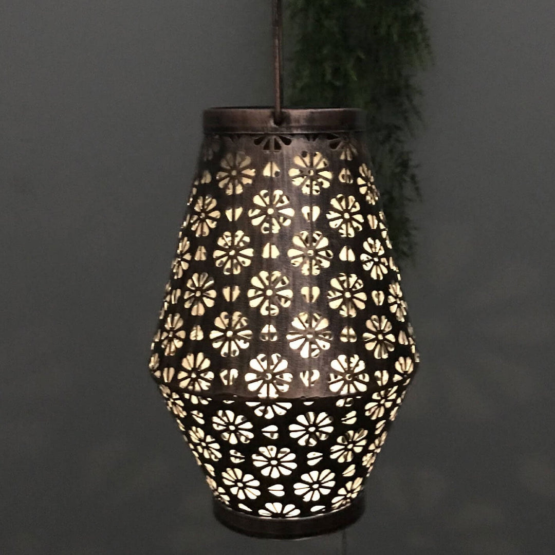 Contemporary Creative Solar Daisy Hollow Iron Cage LED Portable Outdoor Light for Living Room