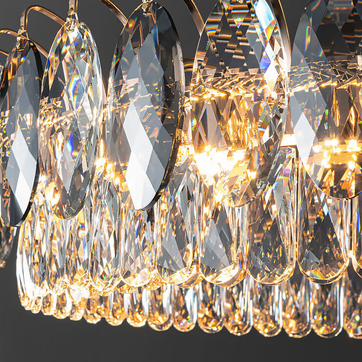Lustre LED rond en cristal de luxe léger européen 