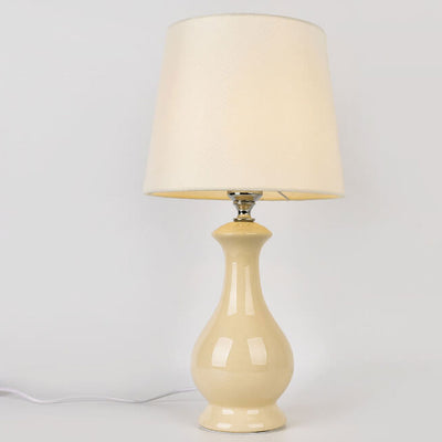 Nordic Light Luxury Ceramic Linen Fabric 1-Light Table Lamp