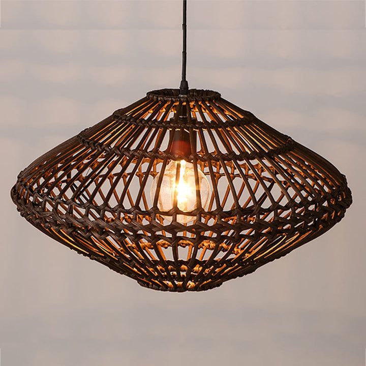 Moderne Rattan Vintage Südostasiatische Stil 1-Licht Pendelleuchte 