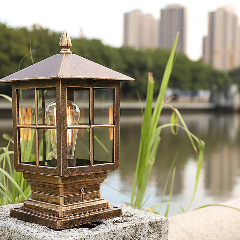 European Outdoor Column Lantern Waterproof  Rustproof 1-Light Patio Light