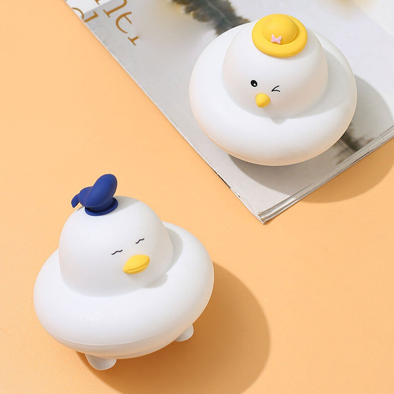 Lampe de table LED drôle en silicone Petit mignon poulet Pat veilleuse 