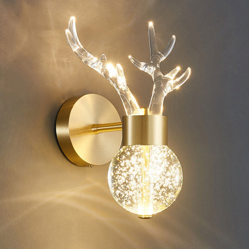 Nordic Luxury Antler Bubble Crystal LED Wall Sconce Lamp