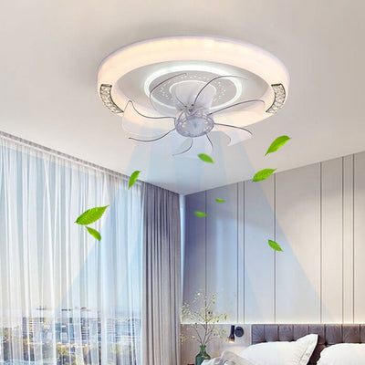 Moderne, minimalistische, runde, intelligente LED-Deckenventilatorleuchte aus Acryl
