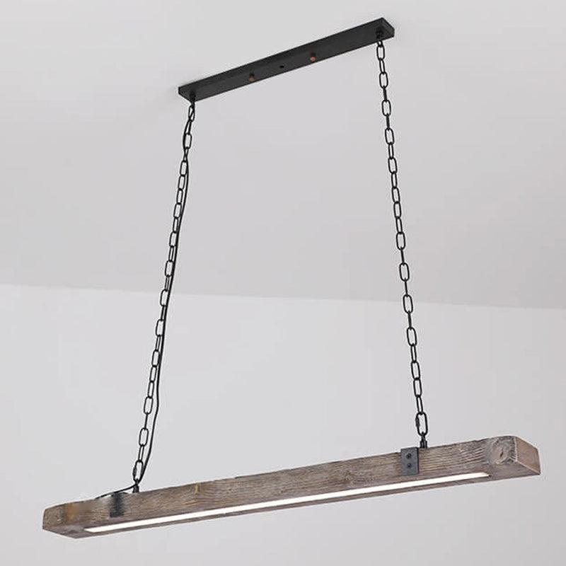 Vintage Industrial Wooden Long Bar Island Light LED Chandelier