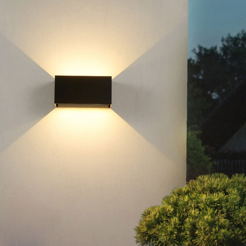 Modern Outdoor Waterproof Rectangular LED Up and Down Illuminated Outdoor Wall Sconce Lamp