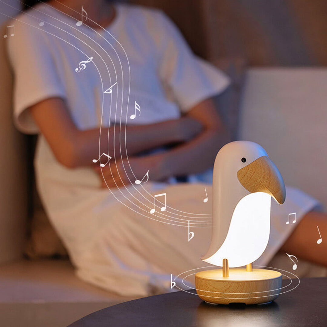 Lámpara de Mesa con Luz Nocturna Bluetooth Recargable USB de Pájaro Creativo 
