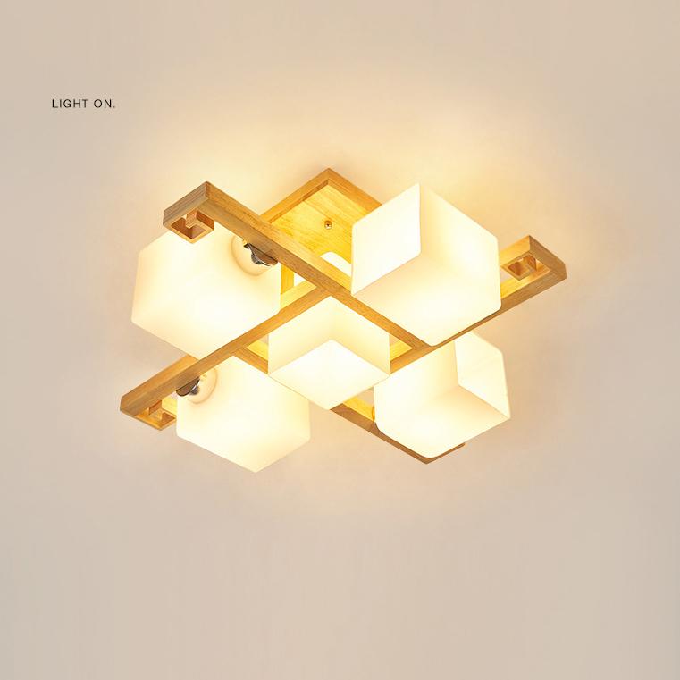 Luz de techo empotrada de madera maciza nórdica moderna creativa con 4/5/8/9 luces 