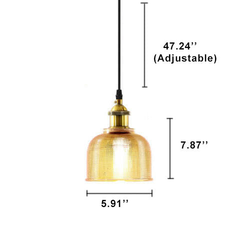 Vintage Pendelleuchte aus strukturiertem Gitterglas mit 1 Leuchte 