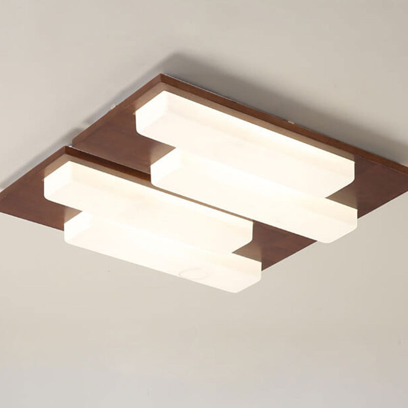 Nordic Creative Walnut Acrylic Rectangular LED Flush Mount Ceiling Light