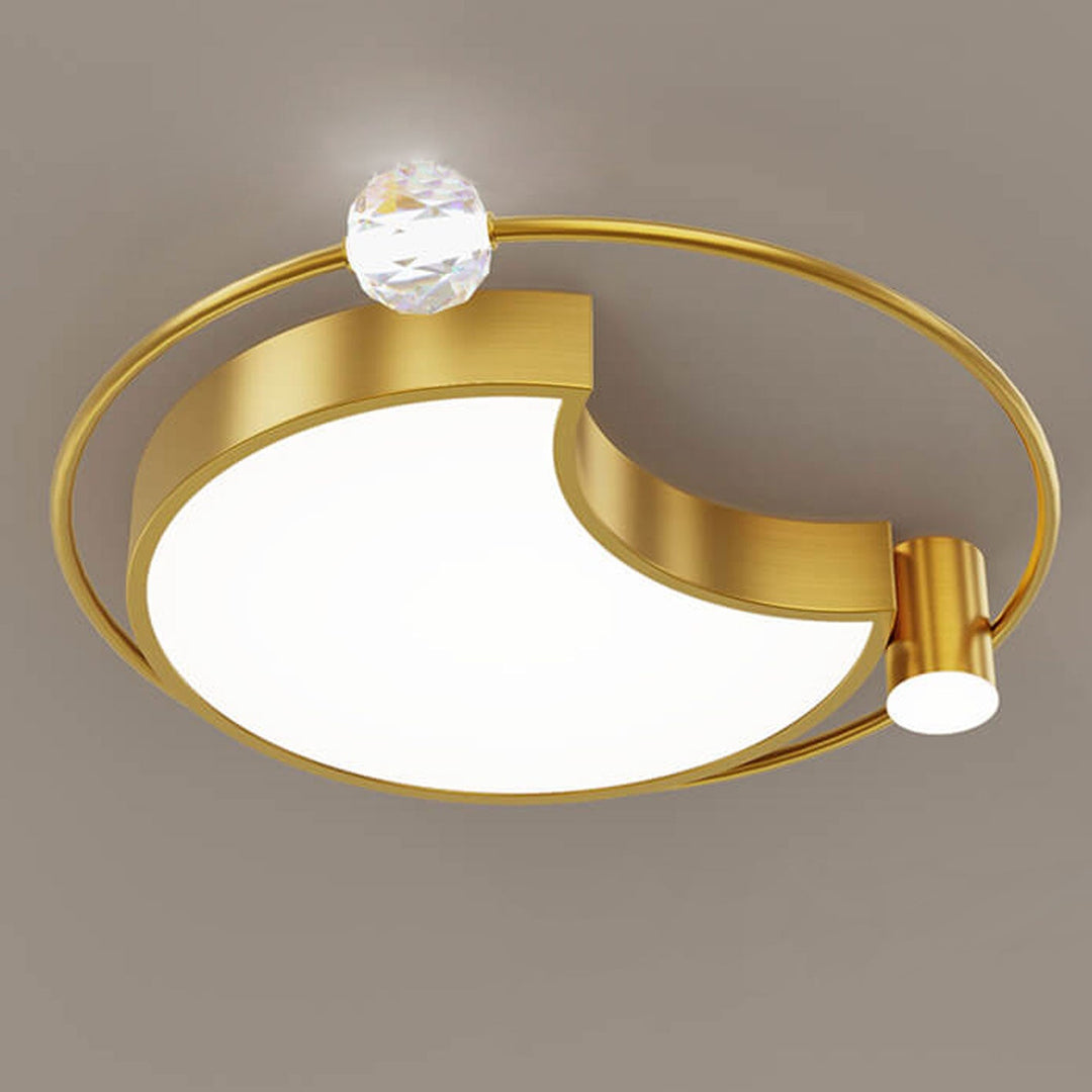 Plafonnier LED en cuivre avec cristaux en forme d&