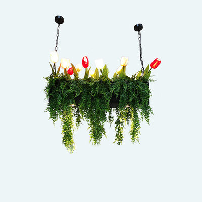 Modern Creative Simulation Plant Flowers Iron 12/13-Light Chandelier