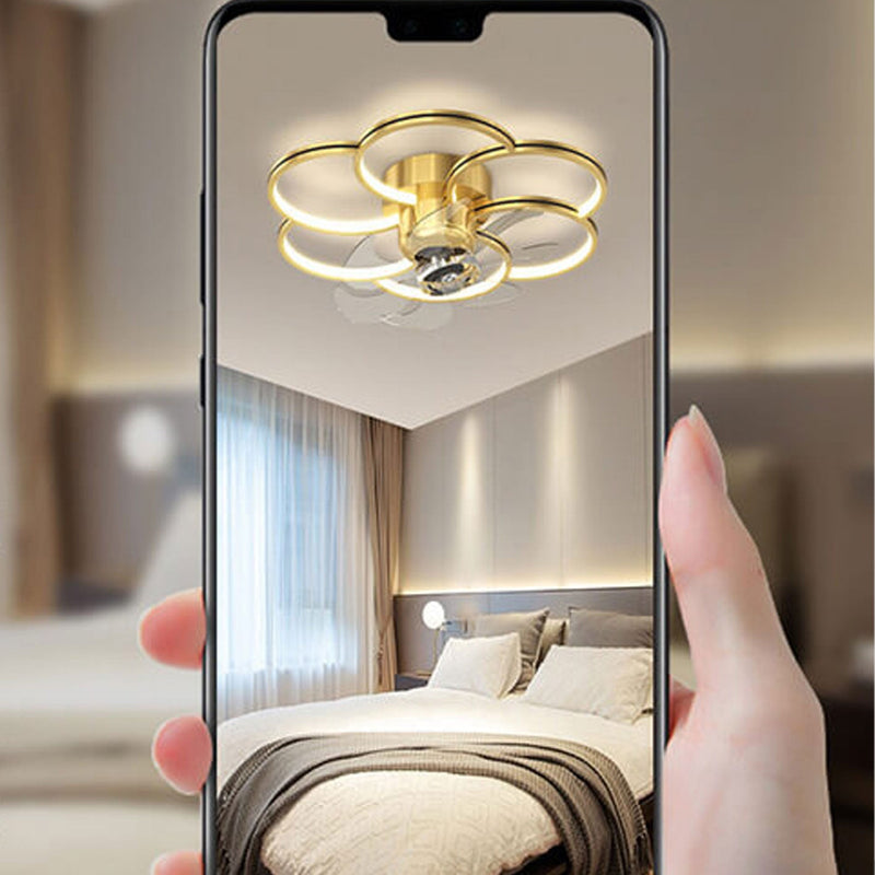 تصميم بتلات الزهور الفاخرة الحديث LED مصباح مروحة سقف 