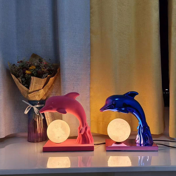 Lampe de Table 1 Lumière avec Abat-jour en Forme de Dauphin Créatif Nordique 