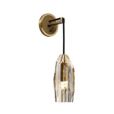 Modern Luxury Crystal Column Copper 1- Light Wall Sconce Lamp