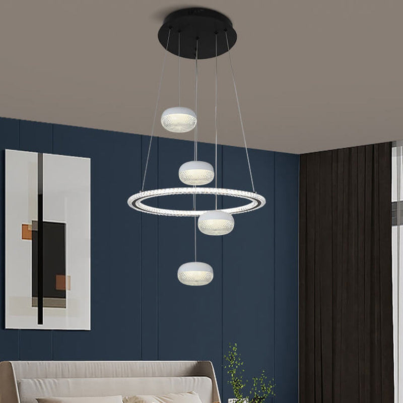 Nordic Minimalist Circle Diamond / Apple Hanging LED Chandelier